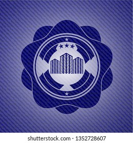buildings icon with jean texture