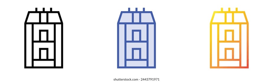 buildings icon. Linear, Blue Fill and Gradient Style Design Isolated On White Background