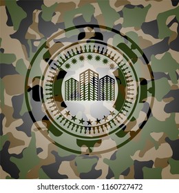 buildings icon on camo pattern