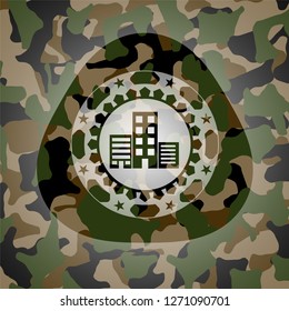 buildings icon on camo pattern