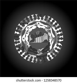 buildings icon on grey camo pattern
