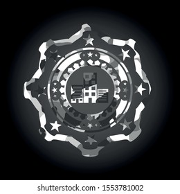 buildings icon on grey camo pattern