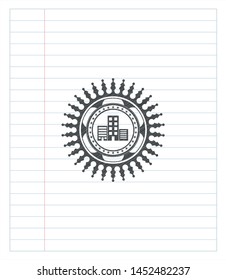 buildings icon pencil draw. Vector Illustration. Detailed.