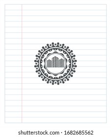 buildings icon pencil draw. Vector Illustration. Detailed.