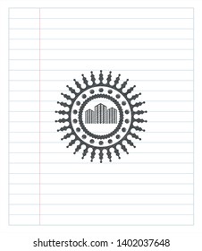 buildings icon with pencil strokes. Vector Illustration. Detailed.
