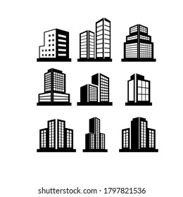 Buildings icon in perspective cityscape vector image