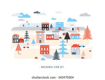 Buildings icon set
