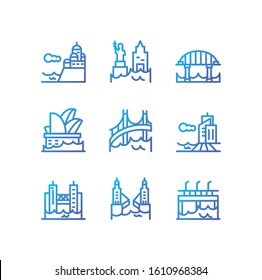 Buildings icon set design, City architecture urban modern downtown contemporary metropolis exterior and construction theme Vector illustration