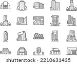 Buildings icon set. Included the icons as home, hotel, medical hospital, city and more.