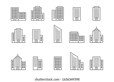 Buildings icon set line style