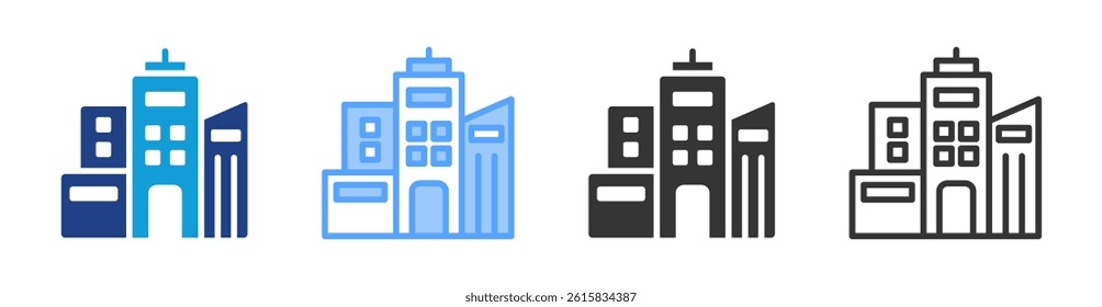 Buildings icon set multiple style collection