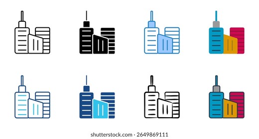 Ícone Edifícios definir coleção de vários estilos 
