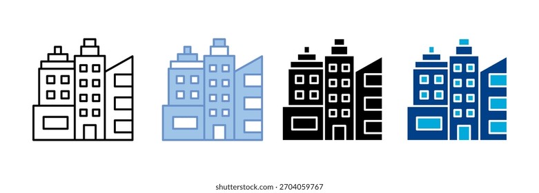 Buildings Icon Set Multiple Style Collection