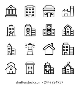 Buildings icon set vector illustration