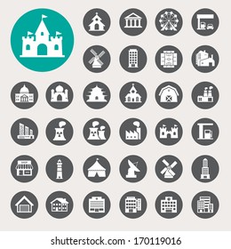 Buildings icon set.Illustration EPS10