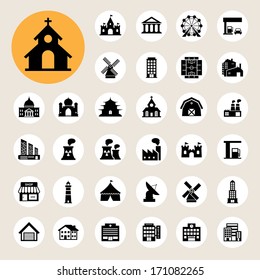 Buildings icon set.Illustration EPS10