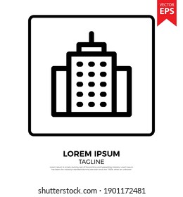 Vector de icono de edificios. Icono de Office en diseño plano. Ilustración vectorial Eps 10.