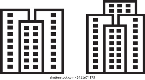 Buildings icons. Bank, Hotel, Real estate, Architecture buildings icons vector design