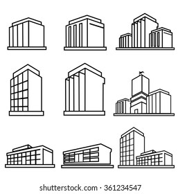 Buildings Icons Line Vector Stock Vector (Royalty Free) 361234547 ...