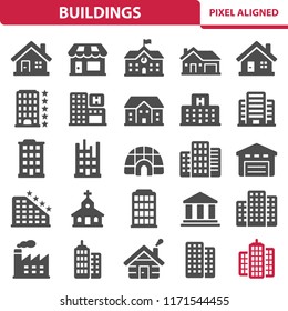 Buildings Icons. Professional, pixel perfect icons, EPS 10 format.