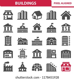 Buildings Icons. Professional, pixel perfect icons, EPS 10 format.