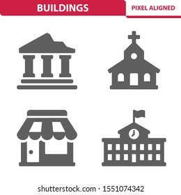 Buildings Icons. Professional, pixel perfect icons, EPS 8 format.