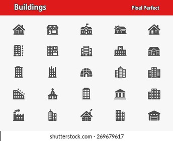 Buildings Icons. Professional, pixel perfect icons optimized for both large and small resolutions. EPS 8 format.