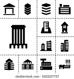 Buildings icons. set of 13 editable filled buildings icons such as