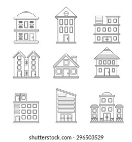 Buildings icons set