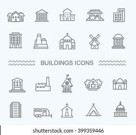 buildings icons set