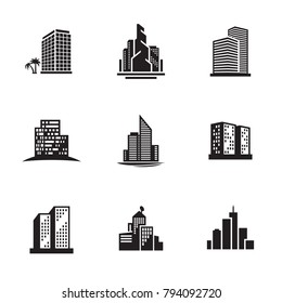 Buildings icons set