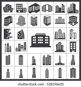 Buildings Icons Set. Buildings Icon Vector Illustration