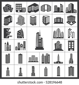 Buildings Icons Set. Buildings Icon Vector Illustration