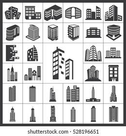 Buildings Icons Set. Buildings Icon Vector Illustration