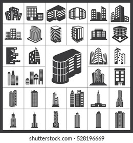 Buildings Icons Set. Buildings Icon Vector Illustration