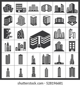 Buildings Icons Set. Buildings Icon Vector Illustration