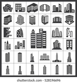 Buildings Icons Set. Buildings Icon Vector Illustration