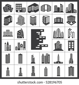 Buildings Icons Set. Buildings Icon Vector Illustration