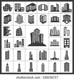 Buildings Icons Set. Buildings Icon Vector Illustration