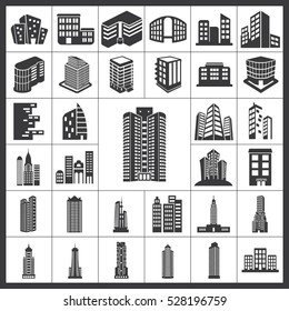 Buildings Icons Set. Buildings Icon Vector Illustration