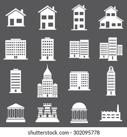 Buildings icons set illustration