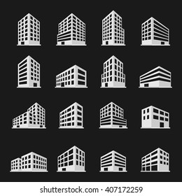 Buildings icons set. vector illustration