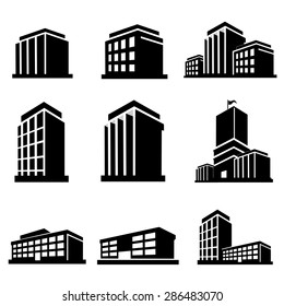 Buildings icons vector.