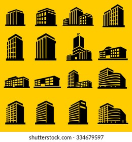 Buildings icons vector