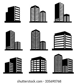 Buildings icons vector