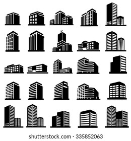 Buildings icons vector