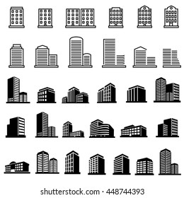 Buildings icons vector