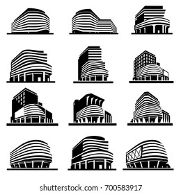 Buildings icons vector