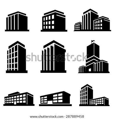 Buildings icons vector