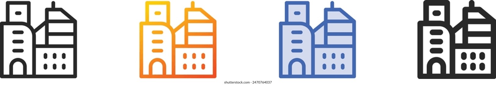buildings icon.Thin Linear, Gradient, Blue Stroke and bold Style Design Isolated On White Background